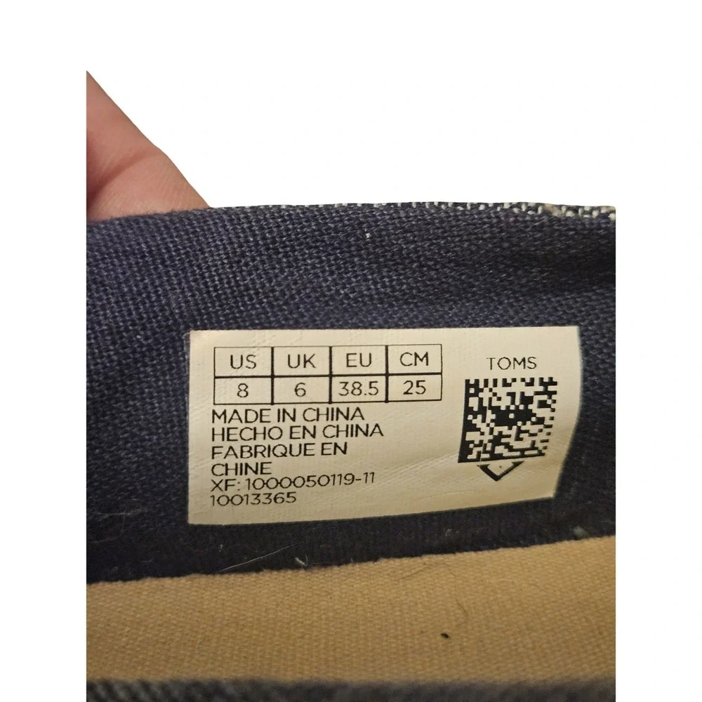 TOMS Blue Chambray Linen Espadrille‎ Slip On Flats Womens 8 10013365 Alpargata